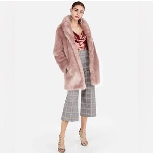 Express Icy Mauve Faux Fur Coat Size XS